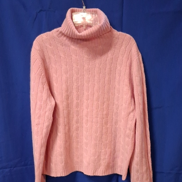 NWOT Lord & Taylor Soft Pink Turtle Neck Cashmere Sweater Sz. XL